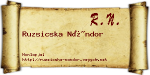 Ruzsicska Nándor névjegykártya