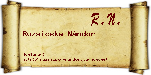 Ruzsicska Nándor névjegykártya